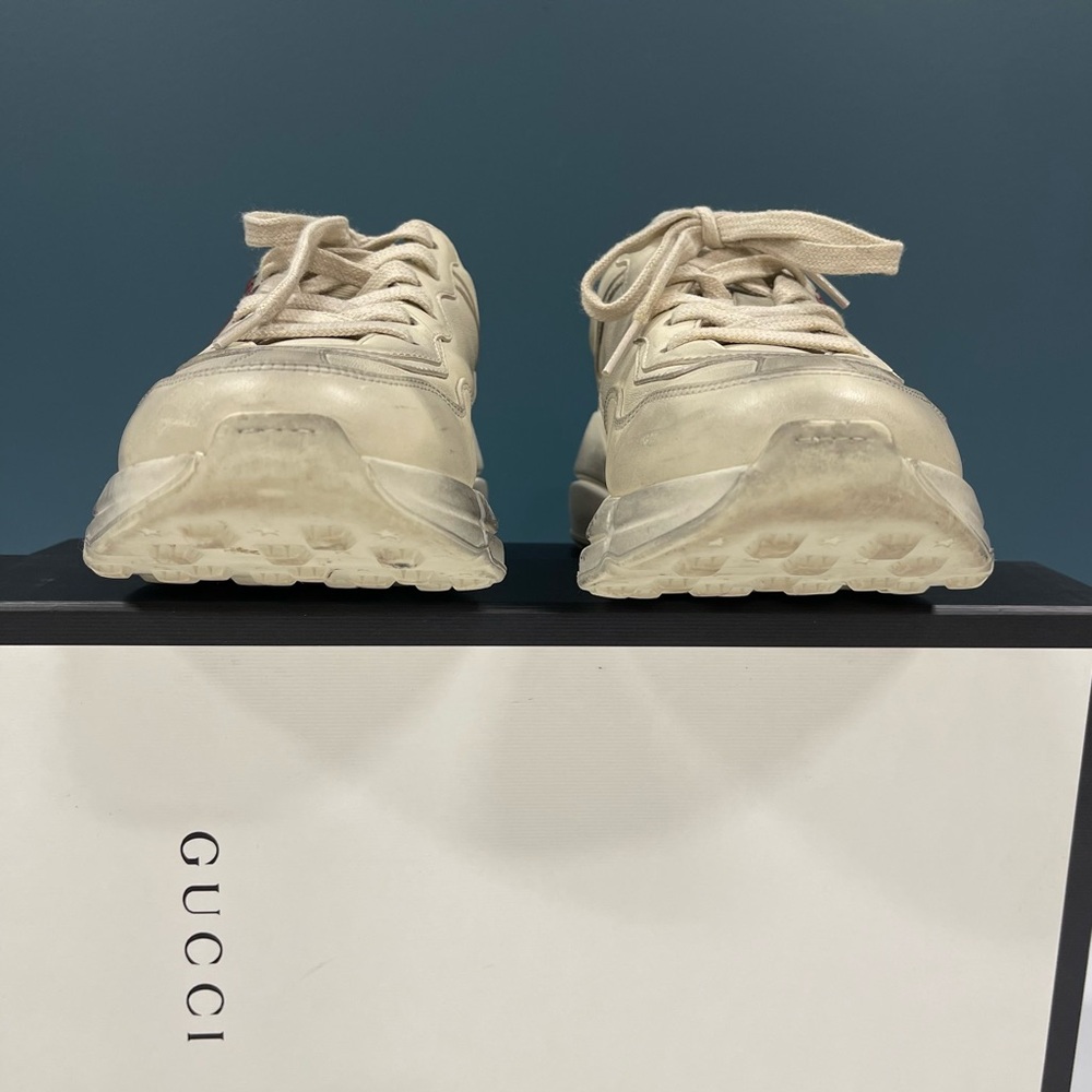 Gucci Ryton Vintage-Look Off-White Black Red Sneakers w Lips Logo SZ 38.5 /W 8.5 - Picture 8 of 16